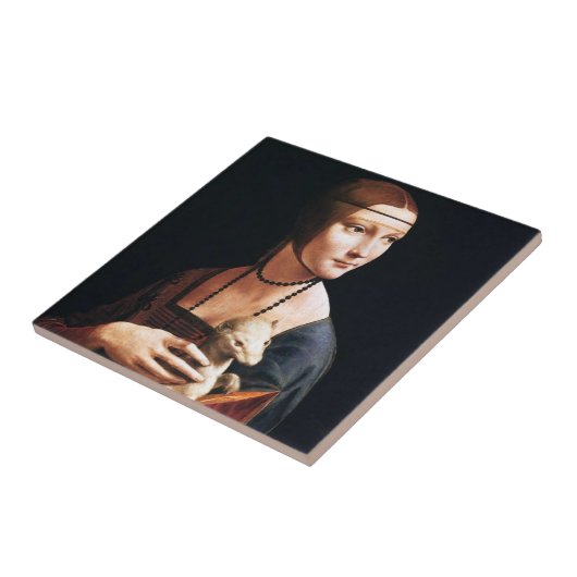 Leonardo Da Vinci Lady met een Ermine Tile Tegeltje (Zijkant)