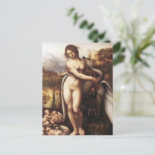 Leonardo Da Vinci - Leda en de Swan Briefkaart (Staand voorkant)