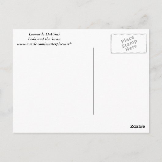 Leonardo Da Vinci - Leda en de Swan Briefkaart (Achterkant)