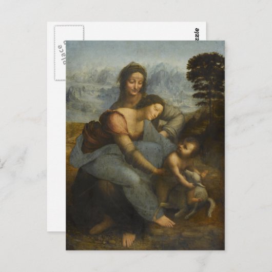 Leonardo da Vinci - maagd en kind met Saint Briefkaart (Voorkant / Achterkant)
