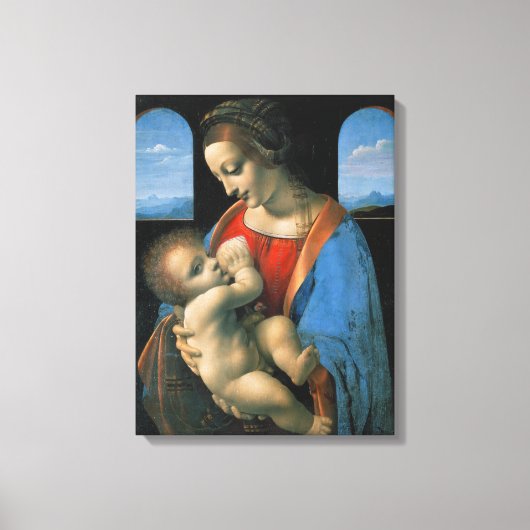Leonardo da Vinci Madonna Litta Canvas Afdruk (Voorkant)