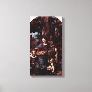 Leonardo da Vinci - Madonna van de Rocks Canvas Afdruk