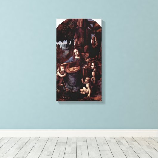 Leonardo da Vinci - Madonna van de rotsen Canvas Afdruk (Insitu (Houten vloer))