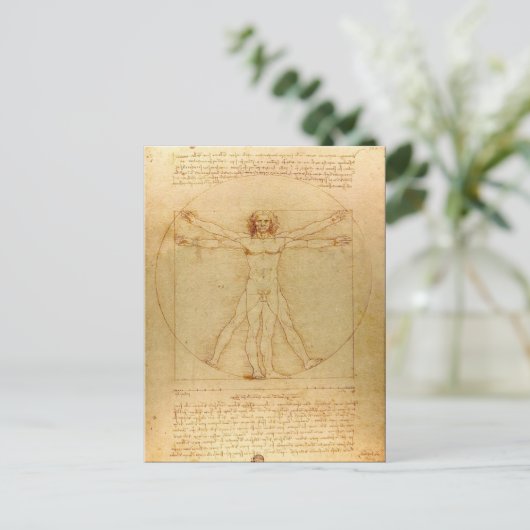 Leonardo da Vinci, Man van Vitruvius, gulden snede Briefkaart (Staand voorkant)