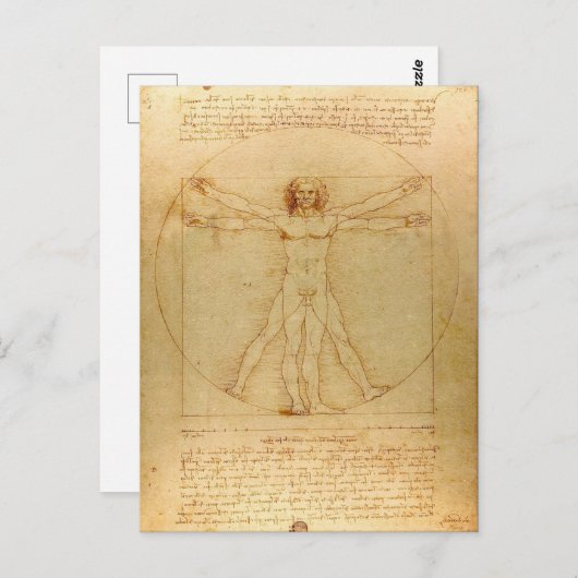 Leonardo da Vinci, Man van Vitruvius, gulden snede Briefkaart (Voorkant / Achterkant)