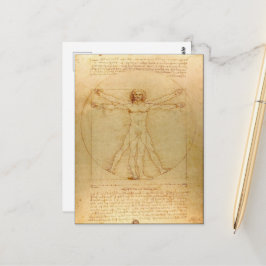 Leonardo da Vinci, Man van Vitruvius, gulden snede Briefkaart