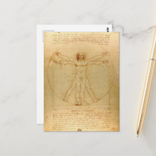 Leonardo da Vinci, Man van Vitruvius, gulden snede Briefkaart