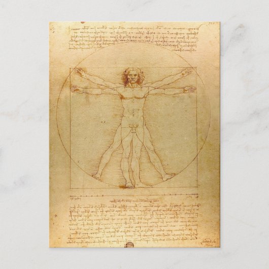 Leonardo da Vinci, Man van Vitruvius, gulden snede Briefkaart (Voorkant)