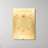 Leonardo da Vinci, Man van Vitruvius, gulden snede Canvas Afdruk (Voorkant)