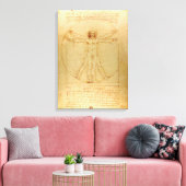 Leonardo da Vinci, Man van Vitruvius, gulden snede Canvas Afdruk (Insitu (Woonkamer))