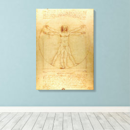 Leonardo da Vinci, Man van Vitruvius, gulden snede Canvas Afdruk