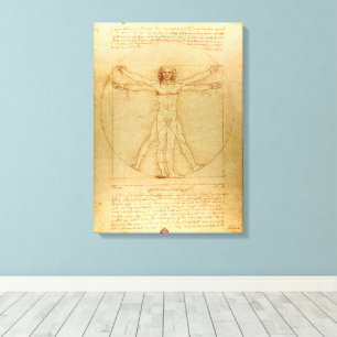 Leonardo da Vinci, Man van Vitruvius, gulden snede Canvas Afdruk