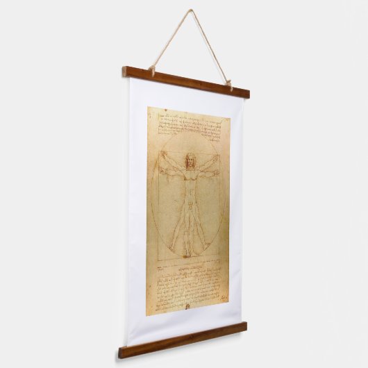 Leonardo da Vinci, Man van Vitruvius, gulden snede Hangend Wandkleed (Gebogen)