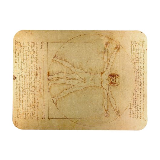 Leonardo da Vinci, Man van Vitruvius, gulden snede Magneet (Horizontaal)