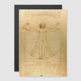 Leonardo da Vinci, Man van Vitruvius, gulden snede Magnetische Uitnodiging