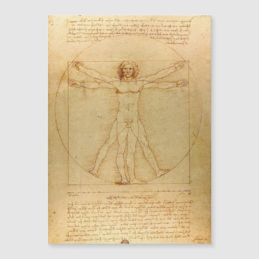 Leonardo da Vinci, Man van Vitruvius, gulden snede Magnetische Uitnodiging (Voorkant)