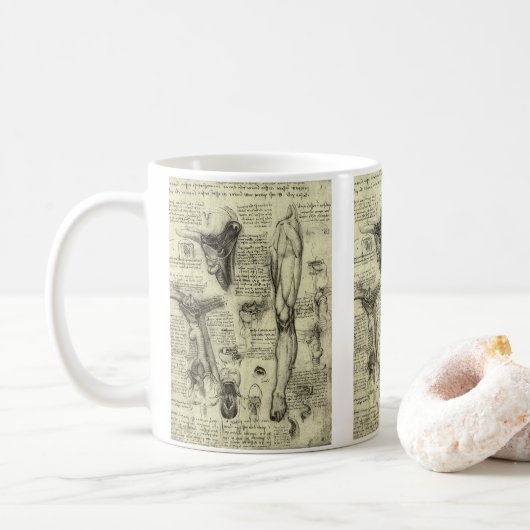 Leonardo da Vinci  Menselijke Anatomie Larynxbeen Koffiemok (Met donut)