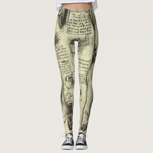 Leonardo da Vinci  Menselijke Anatomie Larynxbeen Leggings (Voorkant)