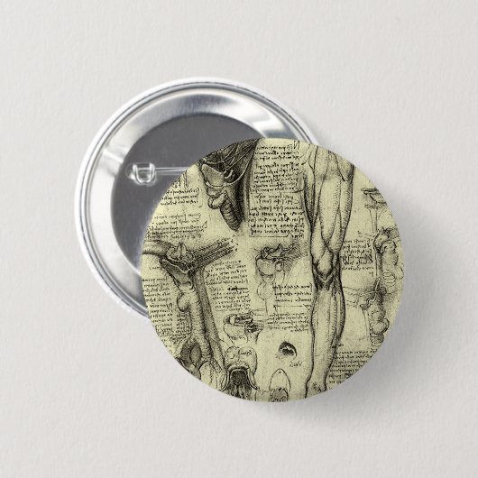 Leonardo da Vinci  Menselijke Anatomie Larynxbeen Ronde Button 5,7 Cm (Voorkant /achterkant)