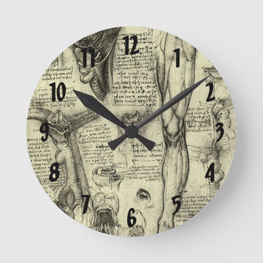 Leonardo da Vinci  Menselijke Anatomie Larynxbeen Ronde Klok (Voorkant)