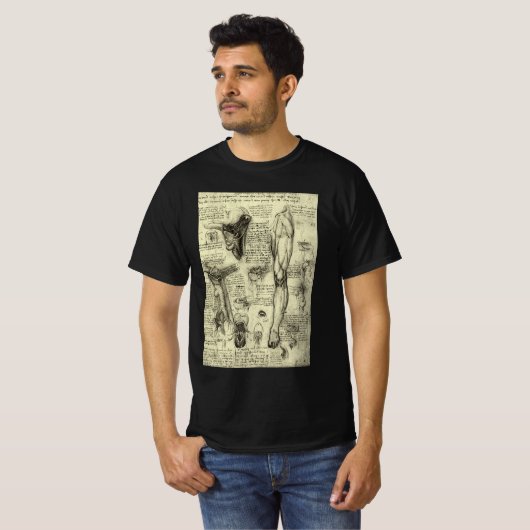 Leonardo da Vinci  Menselijke Anatomie Larynxbeen T-shirt (Voorkant volledig)