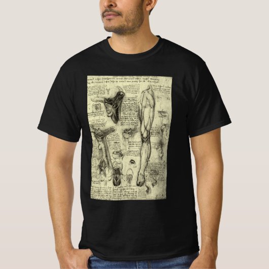 Leonardo da Vinci  Menselijke Anatomie Larynxbeen T-shirt (Voorkant)