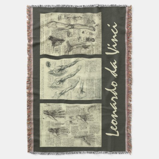 Leonardo da Vinci Menselijke Anatomie Schetsen Deken (Voorkant Verticaal)