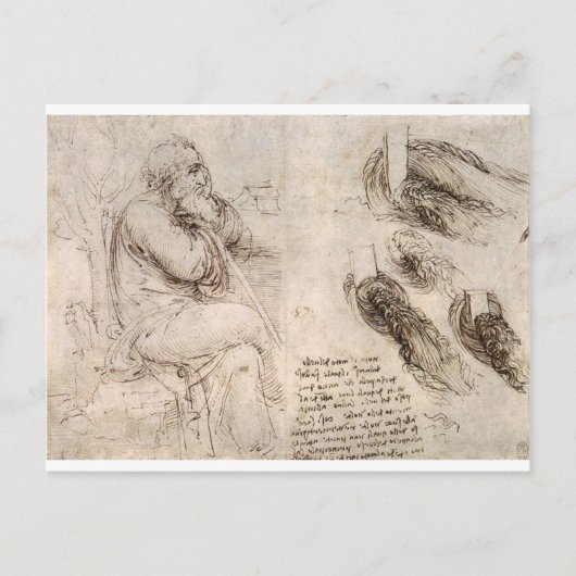 Leonardo da Vinci, mogelijk zelfportret. Briefkaart (Voorkant)