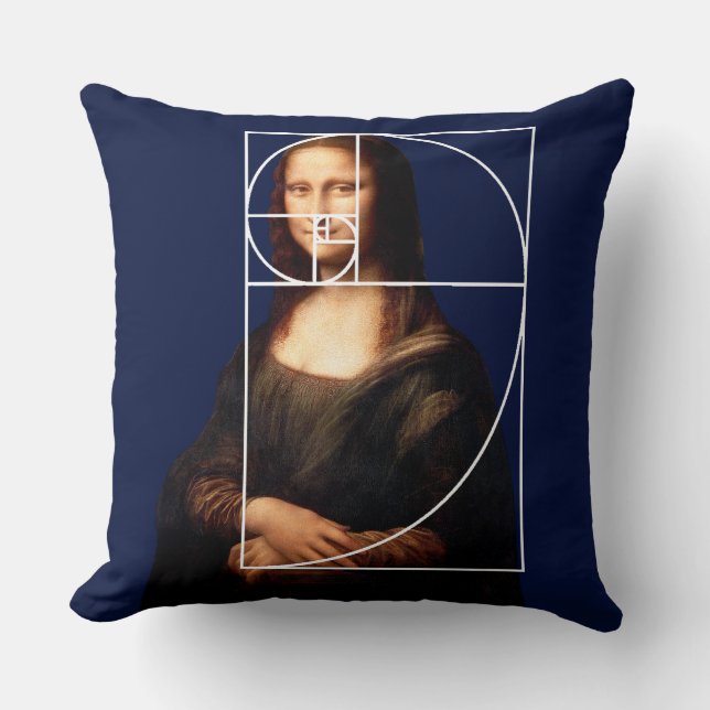 Leonardo da Vinci Mona Lisa Fibonacci-reeks Kussen (Voorkant)