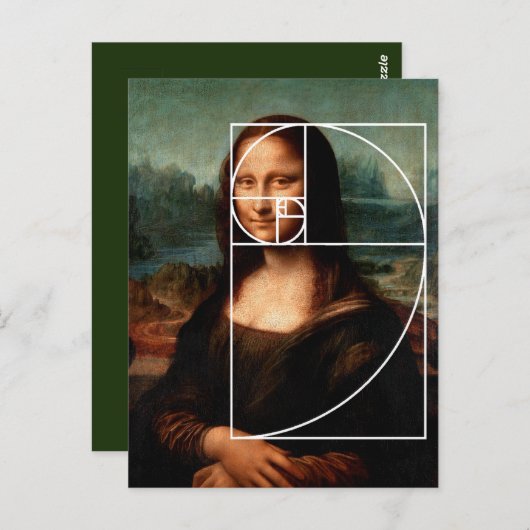 Leonardo da Vinci Mona Lisa Fibonacci sequentie Briefkaart (Voorkant / Achterkant)