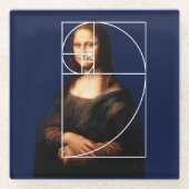 Leonardo da Vinci Mona Lisa Fibonacci sequentie Glazen Onderzetter (Voorkant)