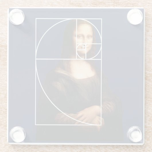 Leonardo da Vinci Mona Lisa Fibonacci sequentie Glazen Onderzetter (Achterkant)