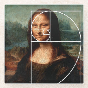 Leonardo da Vinci Mona Lisa Fibonacci sequentie Glazen Onderzetter