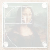 Leonardo da Vinci Mona Lisa Fibonacci sequentie Glazen Onderzetter (Achterkant)