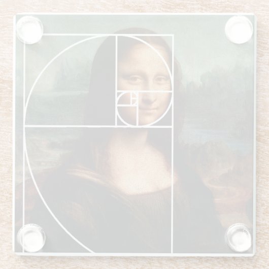Leonardo da Vinci Mona Lisa Fibonacci sequentie Glazen Onderzetter (Achterkant)