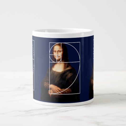 Leonardo da Vinci Mona Lisa Fibonacci sequentie Grote Koffiekop (Voorkant)