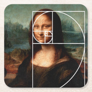 Leonardo da Vinci Mona Lisa Fibonacci sequentie Kartonnen Onderzetters