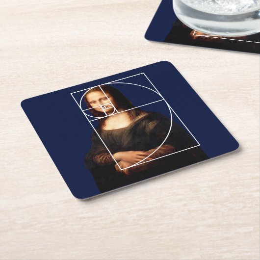 Leonardo da Vinci Mona Lisa Fibonacci sequentie Kartonnen Onderzetters (Schuin)