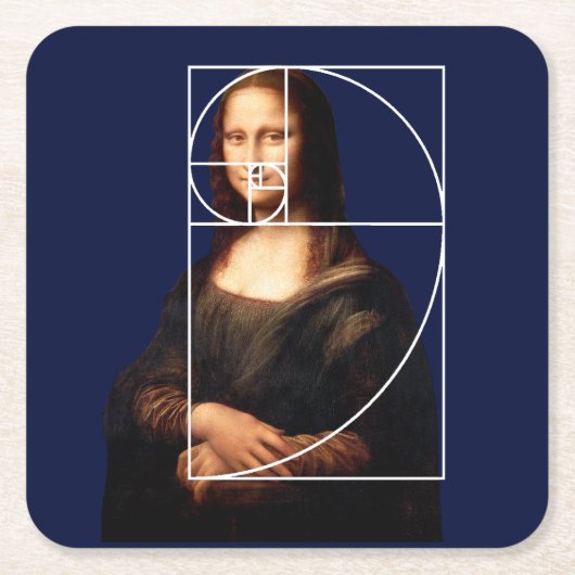 Leonardo da Vinci Mona Lisa Fibonacci sequentie Kartonnen Onderzetters (Voorkant)
