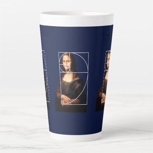 Leonardo da Vinci Mona Lisa Fibonacci sequentie Latte Mok (Voorkant)