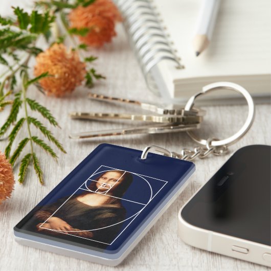 Leonardo da Vinci Mona Lisa Fibonacci sequentie Sleutelhanger (Voorkant Rechts)