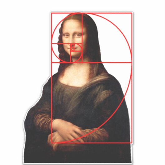 Leonardo da Vinci Mona Lisa Fibonacci sequentie Sticker (Voorkant)