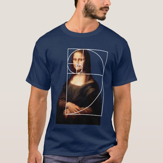 Leonardo da Vinci Mona Lisa Fibonacci sequentie T-shirt (Voorkant)