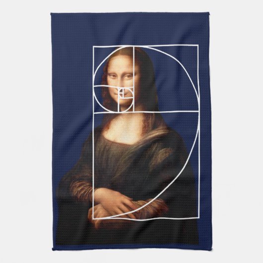 Leonardo da Vinci Mona Lisa Fibonacci sequentie Theedoek (Verticaal)
