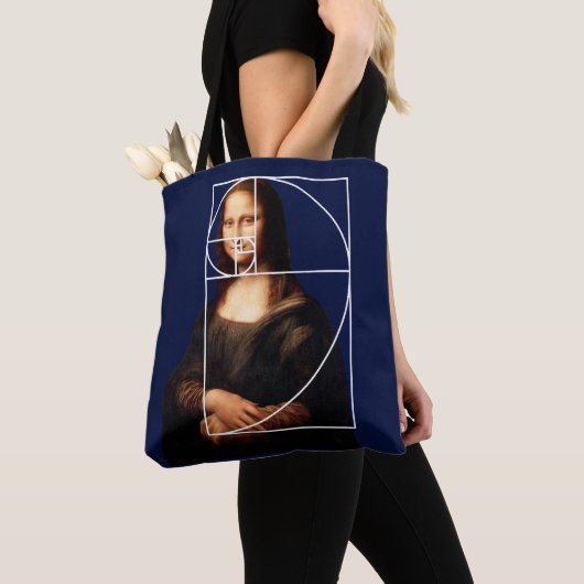 Leonardo da Vinci Mona Lisa Fibonacci sequentie Tote Bag (Dichtbij)