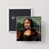 Leonardo da Vinci Mona Lisa Fibonacci sequentie Vierkante Button 5,1 Cm (Voorkant /achterkant)