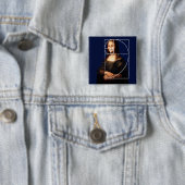 Leonardo da Vinci Mona Lisa Fibonacci sequentie Vierkante Button 5,1 Cm (In situ)