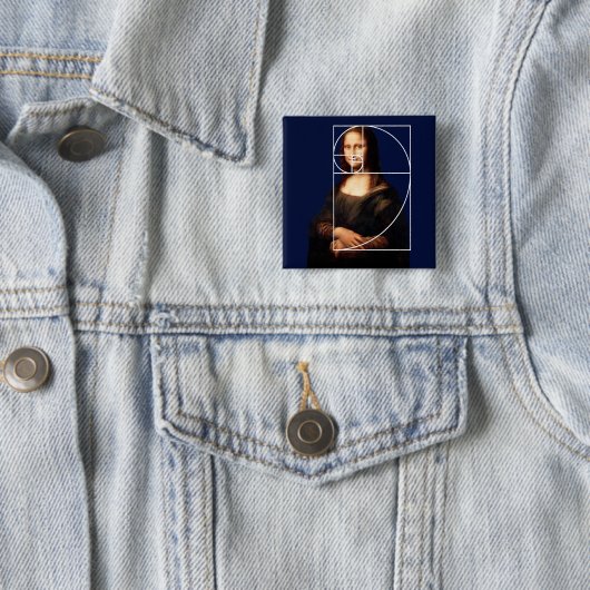 Leonardo da Vinci Mona Lisa Fibonacci sequentie Vierkante Button 5,1 Cm (In situ)