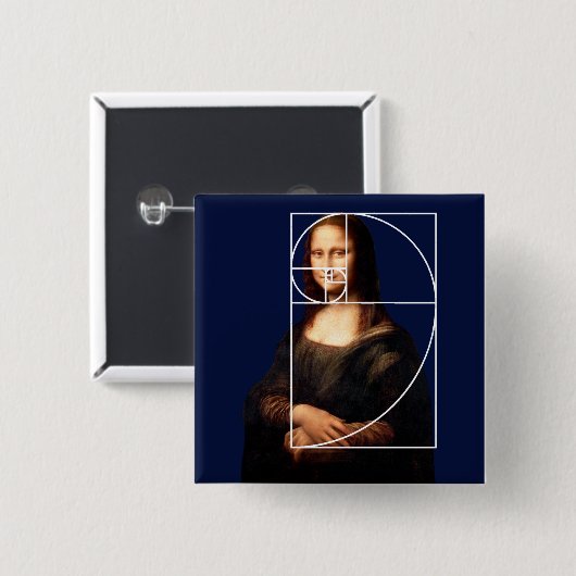 Leonardo da Vinci Mona Lisa Fibonacci sequentie Vierkante Button 5,1 Cm (Voorkant /achterkant)