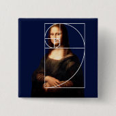 Leonardo da Vinci Mona Lisa Fibonacci sequentie Vierkante Button 5,1 Cm (Voorkant)